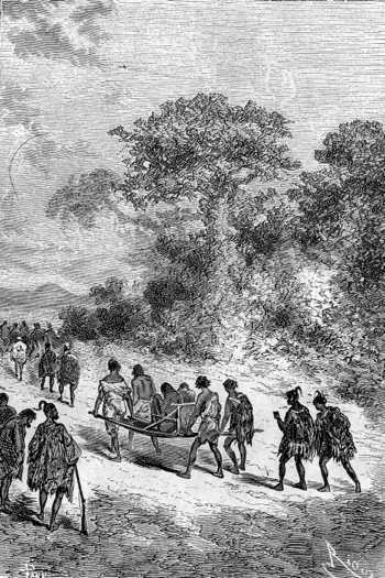 The bodies were brought to the foot of the mound